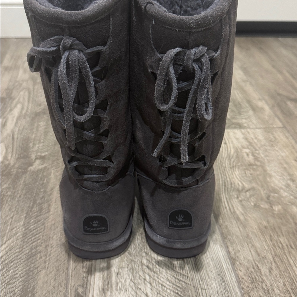 BearPaw Phylly Lace Charcoal Suede Winter Boots - Picture 6 of 9